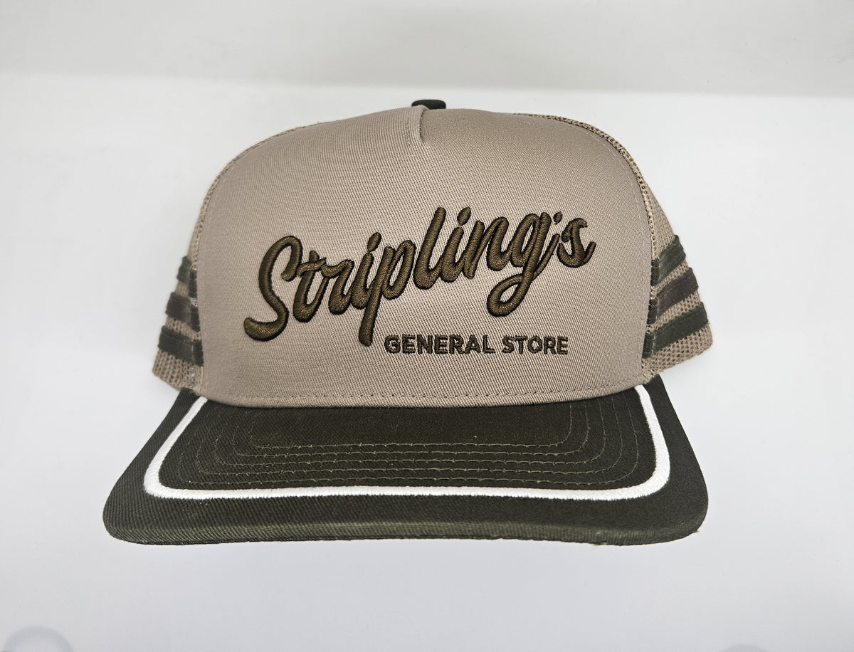 Front view of the Stripling's khaki and olive rope hat